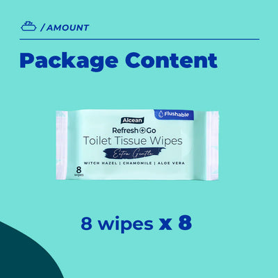 Toilet Tissue Wipes - 8 Wipes (Bundle of 8)