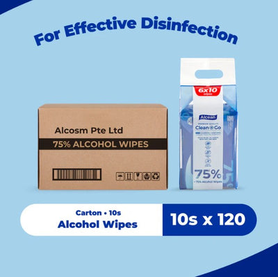(Carton) 75% Alcohol Wipes (10 Wipes x 120 Packs)